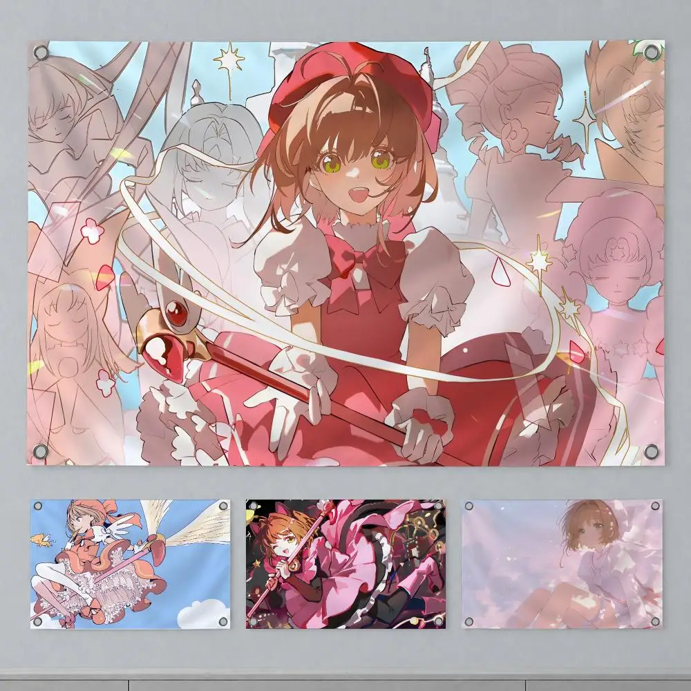 Kawaii Anime Cardcaptor Sakura Flags Wall Hanging Banner Indoor Outdoor Party Home Wall Decor Backdrop