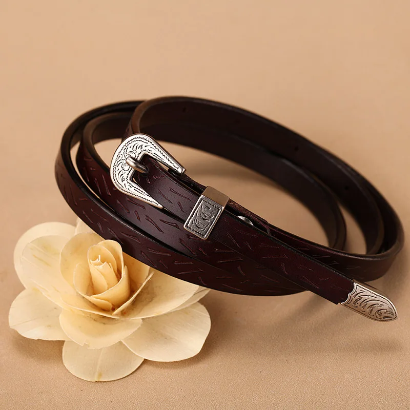 

Hot Selling Versatile Women's Leather Belt with Zinc Alloy Needle Buckle Western Belt Denim Dress Waist Decoration