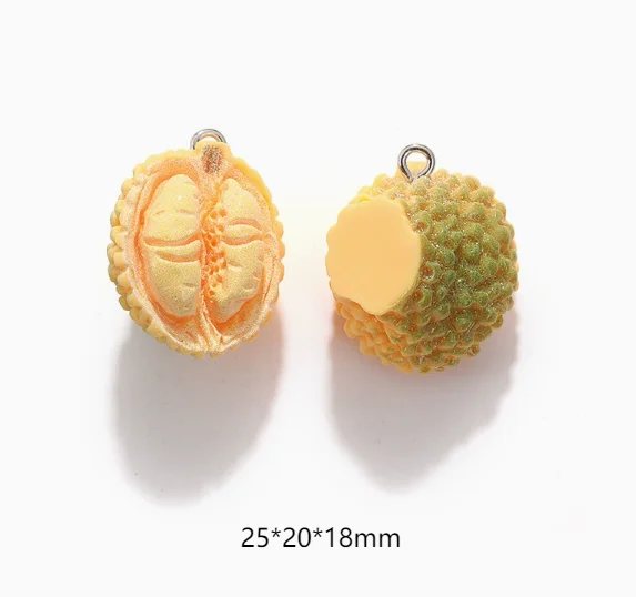 10 Pcs  Resin Fruit Durian Pendant  Jewelry DIY Bracelet Earrings Decorative Material Accessories