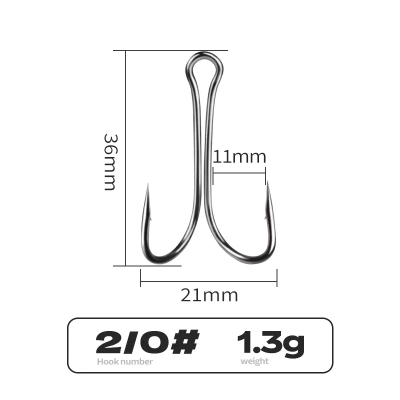 Angel-Doppelhaken, Hühnerklauenform-Haken aus Kohlenstoffstahl, Froschköder, Angelhaken, U-Form mit Widerhaken, Lot 10 Stück im Angebot – Detail 11