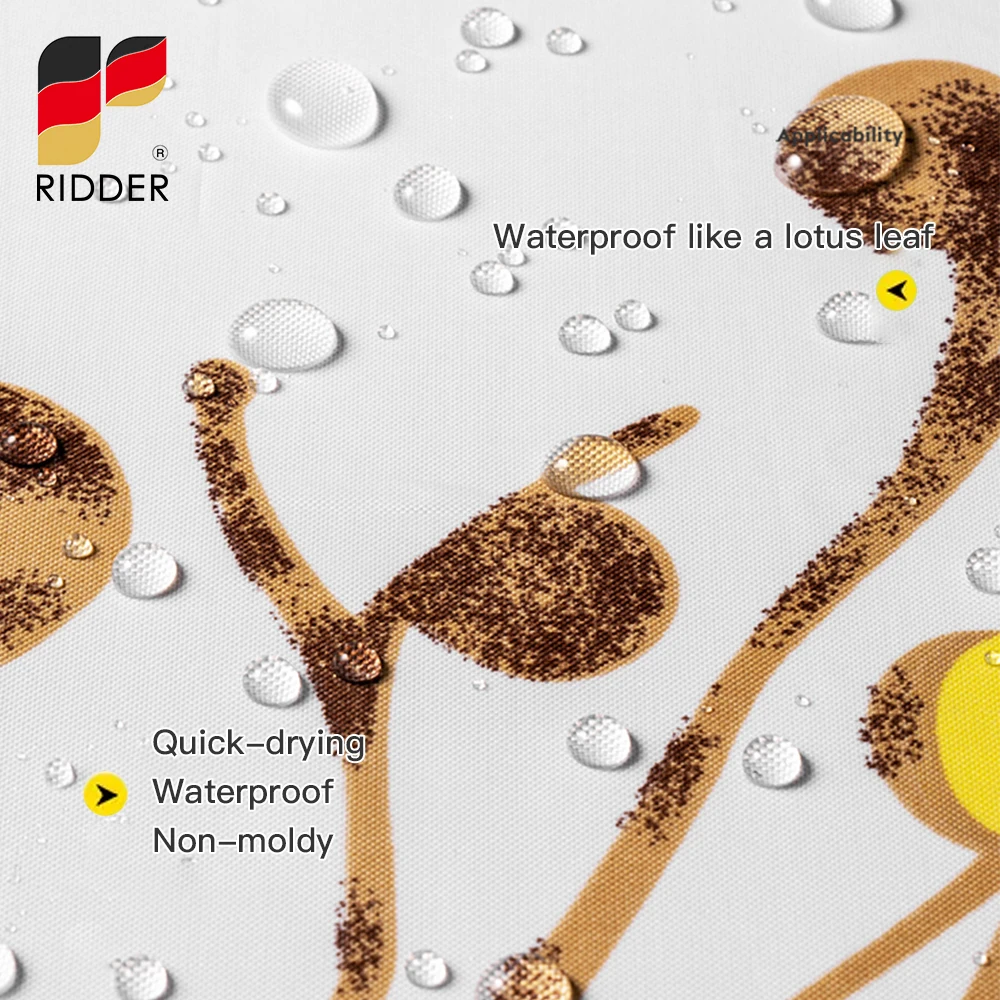 RIDDER Polyester Bathroom Shower Curtains Waterproof Durable Bathroom Screens Roller Hooks Nordic Wind Fruits of Autumn