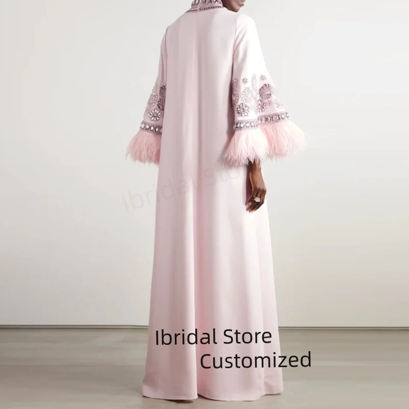 カスタマイズされたハイネックプロムドレス長袖フロアレングスイブニングドレス女性の結婚式パーティーフォーマルガウンアラビア