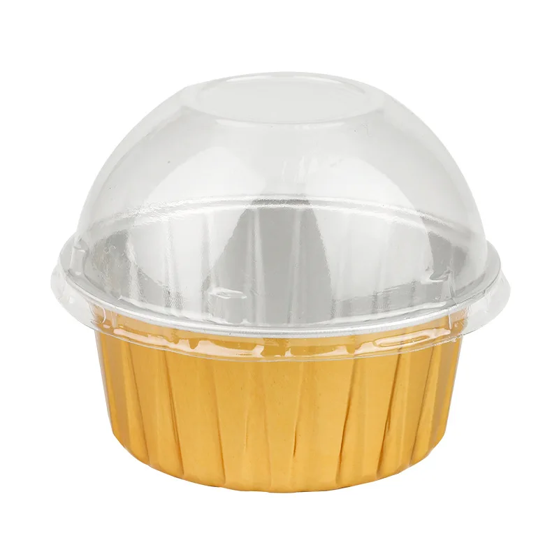 10Pcs Aluminum Foil Pudding Cup With Lid High-Temperature And Baking Resistant Paper Cup Cake Container Baking Mold