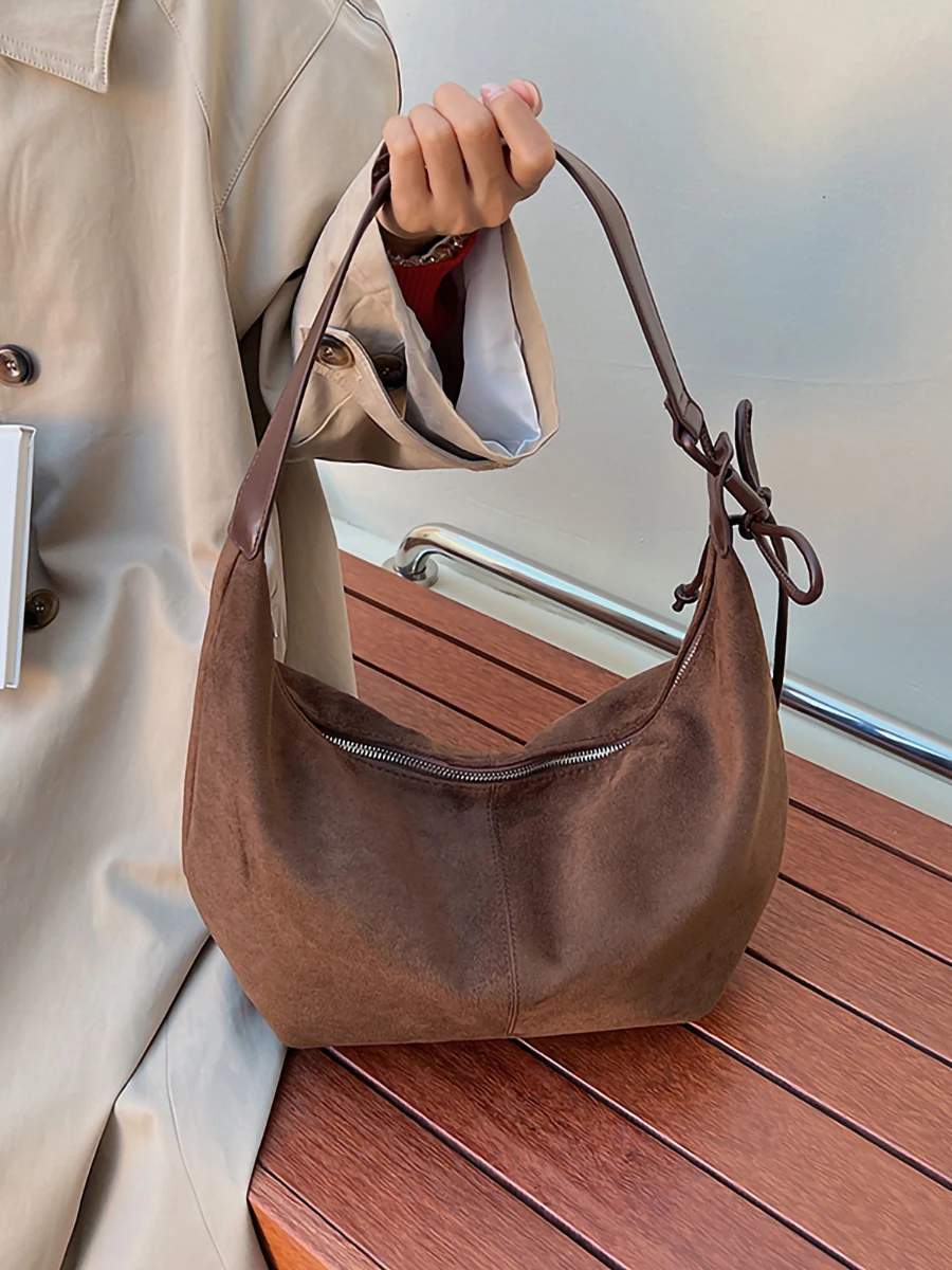 

Retro Large Capaci Suede Women's oulder Bag 2025 New Faion High-End Dumpling Crossbody Bag Casual Leisure Handbag