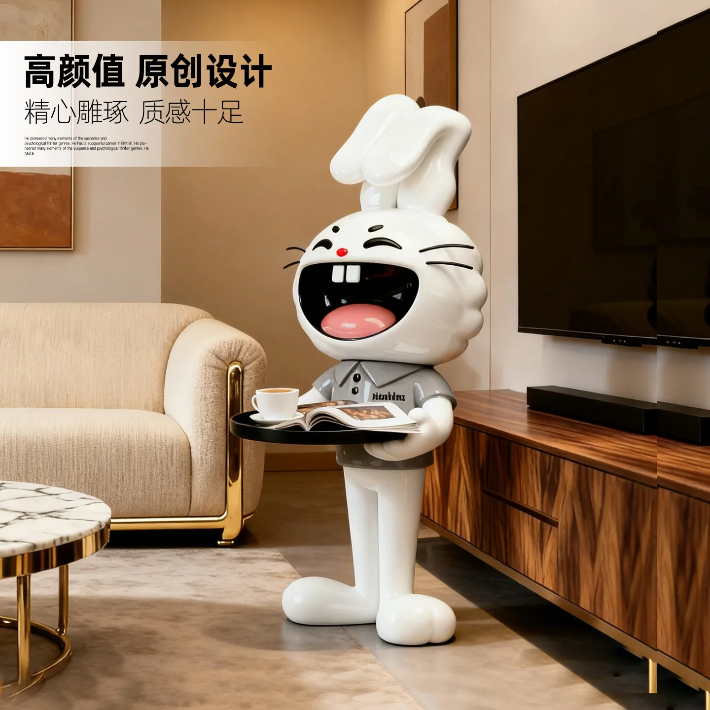 Rabbit Floor Ornament Living Room TV Cabinet Next To The Sofa Tray Edge Few Welcome Decorations