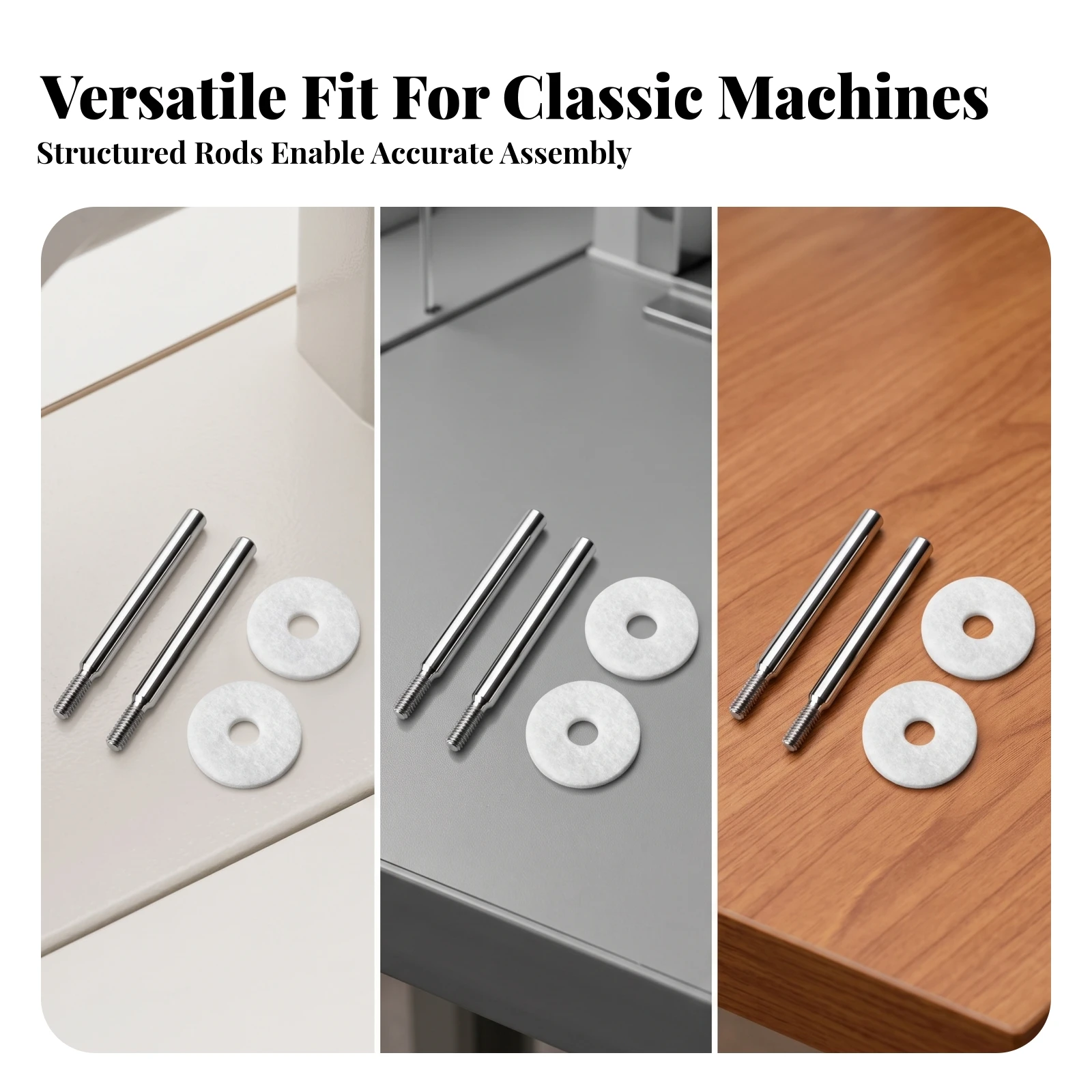 4 Pieces Spool Pin Set with Felt Washers Polished Spool Pin Kit with Felt Pads Thread Rod Replacement Robust Hardware