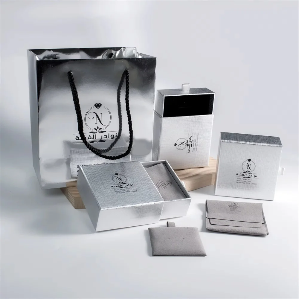 High Quality Custom Necklace Earring Bracelet Ring Fancy Jewelry Packaging Bag Jewelry Packaging Box Set with Logo