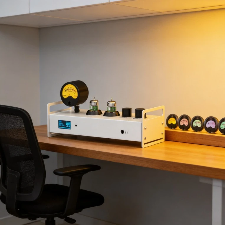 

P1PLUS HiFi Bluetooth Receiver Vcauum Tube Preamplifier USB DAC Music Player with Headphone Out VU Meter DSD256