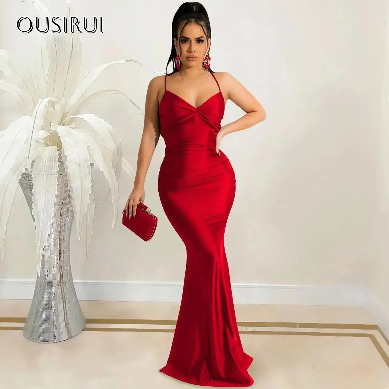 Vestido de noite sereia com alças finas de cetim, vestido de festa com renda, sem mangas, vestido de baile personalizado