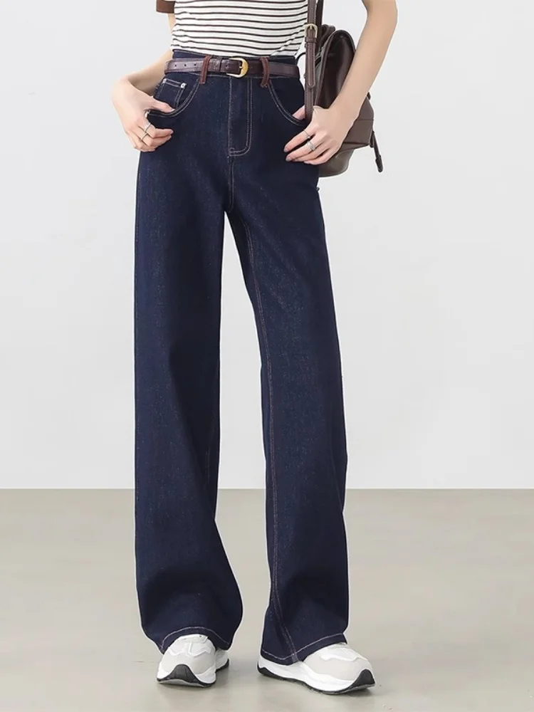

SENTUBILA Women's Denim Pants Cotton Casual Straight High Waist Versatile Women Pants 2025 Autumn Clothing Female W51N58826