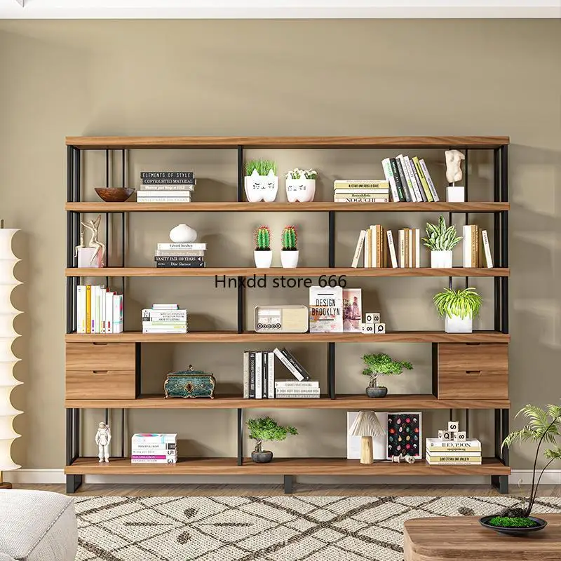 Living room wrought iron simple background falling multi-layer floor-to-ceiling bookshelf