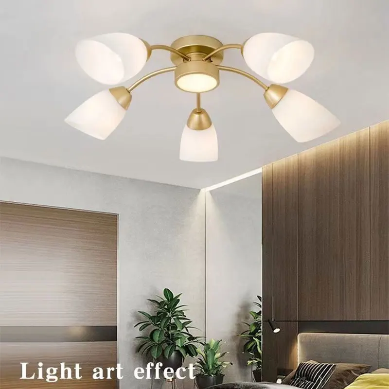 6 Heads Master Bedroom Chandelie Ceiling Light Lamps for Children\'s Room Study Led Glass Indoor Lighting Fixture Home Decoration