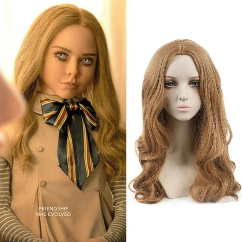 

Agusidi New Product M3GAN/Megan Cosplay Wig Movie Female Lead With Split Long Curly Hair Same Cosplay Full Head Cover 000111