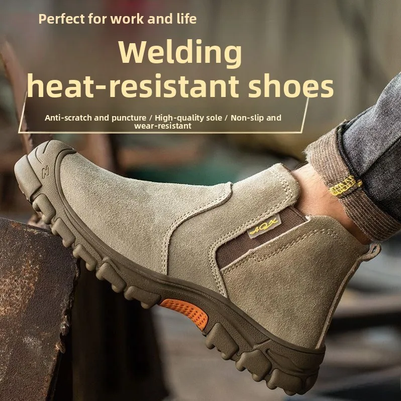 

New 2025 Men's Safety Shoes Lightweight Welding Anti-impact Steel Toe Work Boots Fall Construction Site Labor Protec...