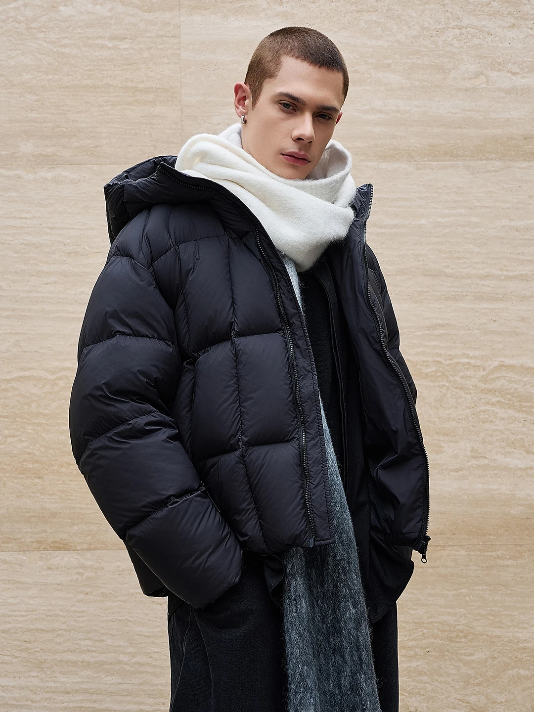 

Men's ort Thiened down Jaet Winter Warmth Du Feather Hooded Coat Casual Sle Polyester Fabric Non-Mall Same as