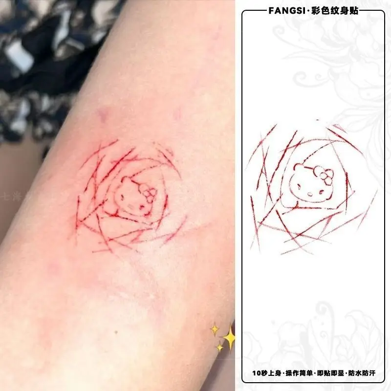 Rose Katie kleurrijke tattoo sticker schattig lief meisje arm sleutelbeen waterdicht schilderij mes carving Katie pure lust heet meisje