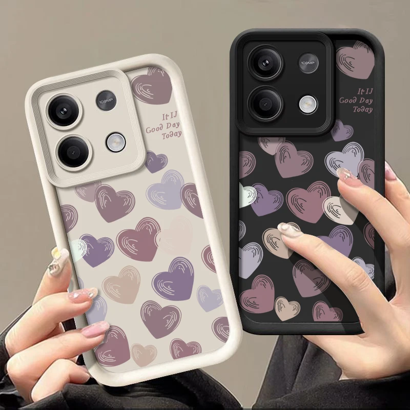 Luxury Candy Color Love Hearts Case For Xiaomi Redmi Note 13 12 11 Pro 5G 10 11s Poco F6 X6 X5 M6 11T 13T Pro Silicone Cover