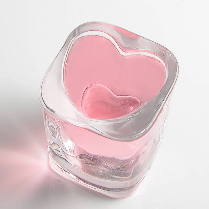 Heart Shaped Glasses Liquor Mug Cup Whiskey Cup Cocktails Wine Water Mug Heat Resistant Glasses Cup For Party Bar Wedding