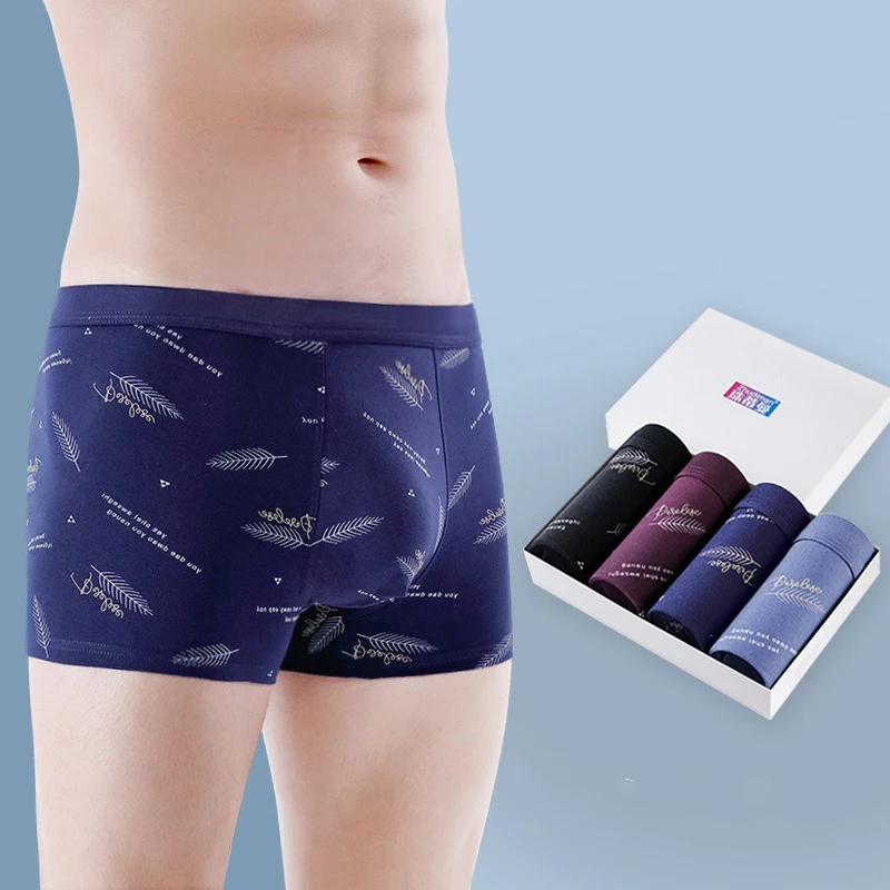 

Men's Cotton Panties Seamless Modal Male Underwear Mid-Waist Printing Elastic Healthy Lingerie Breathable Soft Boxer Panty