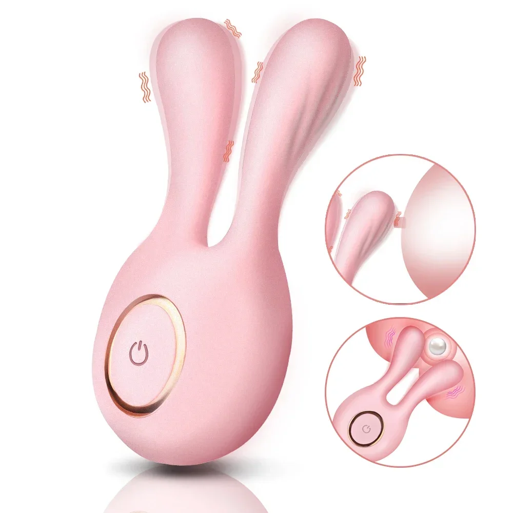 10cm Rabbit Ear Vibrator Nipple Clamps For Women Breast Enlargement Clitoral Clip Vaginal Anal Plug Female Masturbators Sex Toys