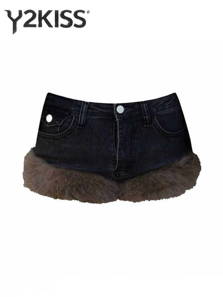 Summer Women High Street American Retro Denim Shorts Kpop Japanese Y2K 2000s Grunge Jeans Hot Pants Gyaru Coquette Chic Korean