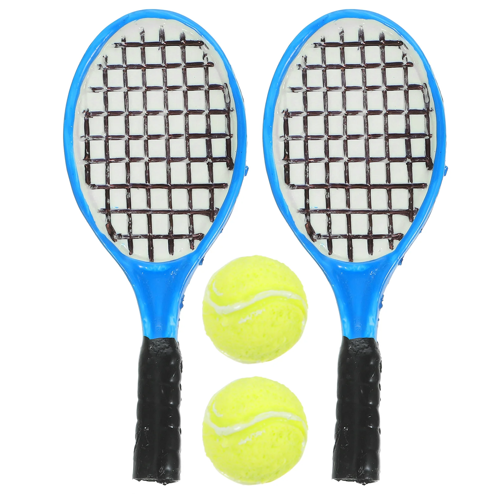 

4 Pcs Simulation Tennis Racket Model Micro Models Balls Portable Decoration Resin Baby Toy House