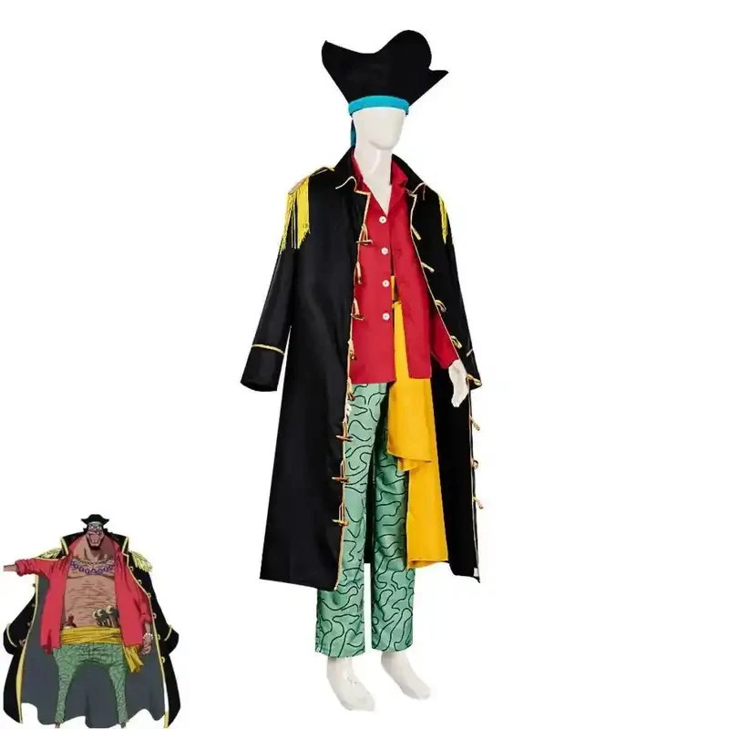 Disfraz de Cosplay de Anime Marshall·D·Teach, Nuevo Uniforme Negro del Emperador Negro de los Cuatro Emperadores del Mundo, Capa; 6'h\b/5;e,8\v,5/;5'b\7/m