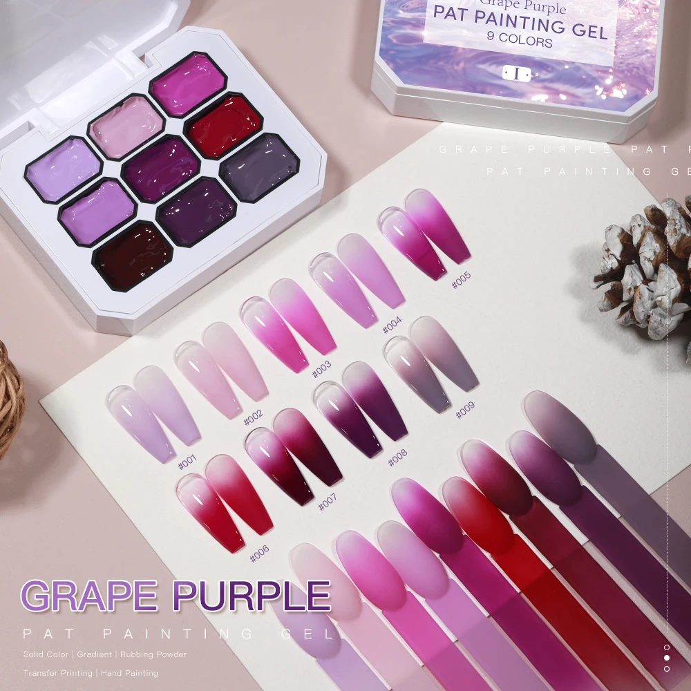 Y2K 9 Colors Purple Solid Nail Polish Gel Set Nail Patting Gel Semi Permanent Soaking UV LED Gel Manicure Gift Nail Art Salon