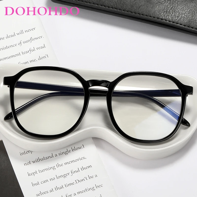 

DOHOHDO 2024 Fashion Large Frame Women Eyeglasses Frames Men Blue Light Blocking Glasses College Style Flat Light Mirror Eyewear