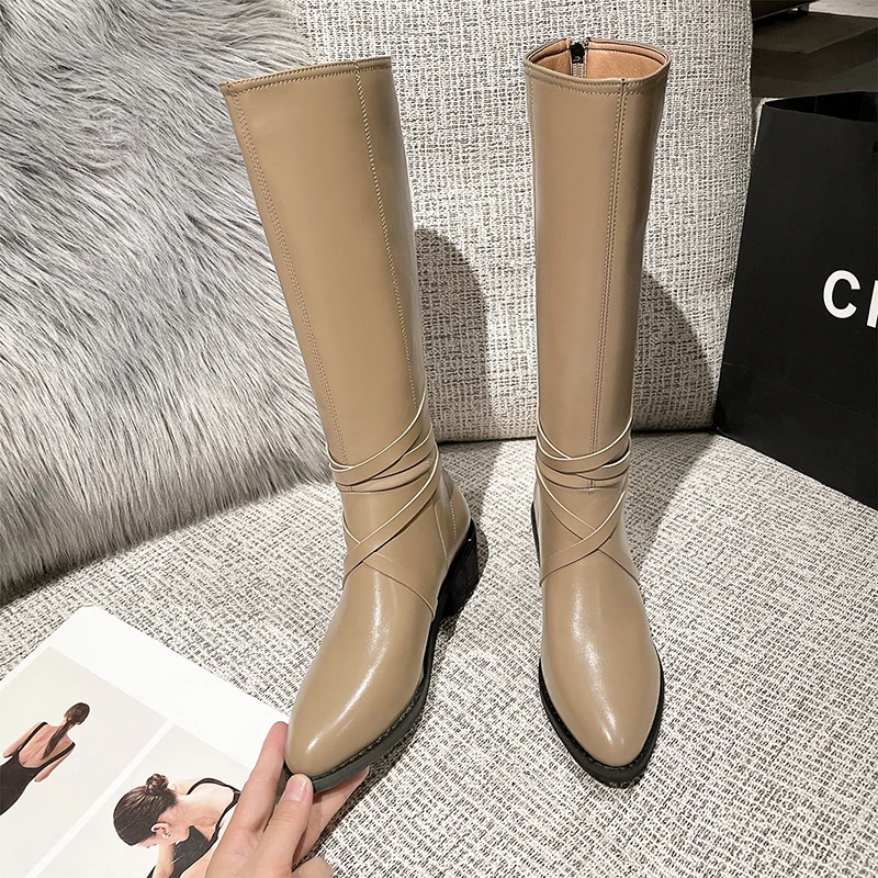 Buty damskie 2022 jesień spiczaste buty brytyjski styl moda wysokie buty zamek Chelsea Femmes buty buty do sukienki Botas Mujer