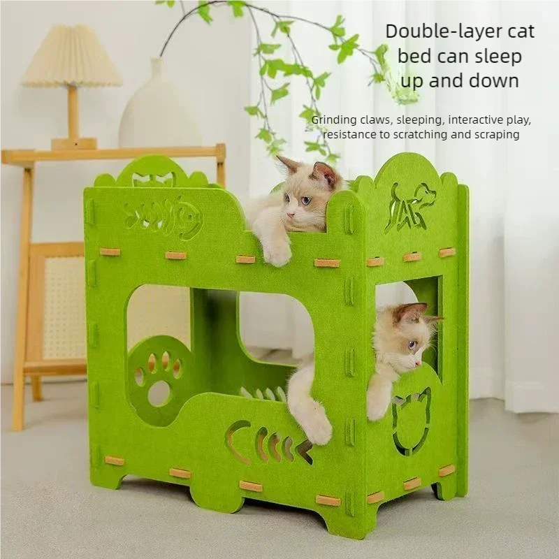 

2-слойная когтеточка для кошек, кровать, дом, прочный, без ворса, большое пространство, все в одном, шлифовальная игрушка для кошек, котят, товары для домашних животных