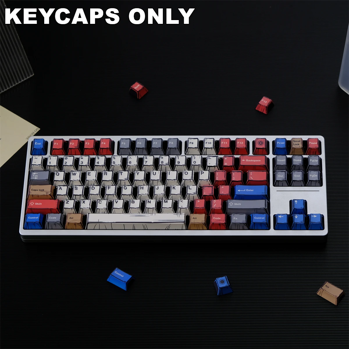 PFK Manga Style Korean PBT Keycaps Cherry Profile Dye-Sublimated Legends Keycap Set for Mx Cherry Switch Mechanical Keyboard Kit