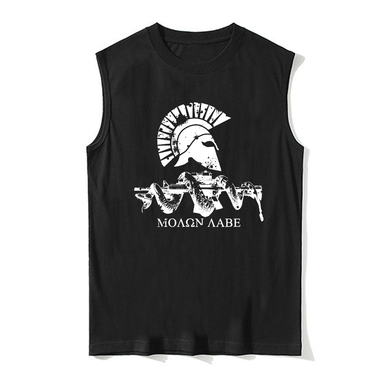 

Molon Labe Spartan Helmet Snake AR-15 Винтовка 2-я поправка Жилеты 100% хлопок Майки с круглым вырезом Повседневная мужская футболка без рукавов