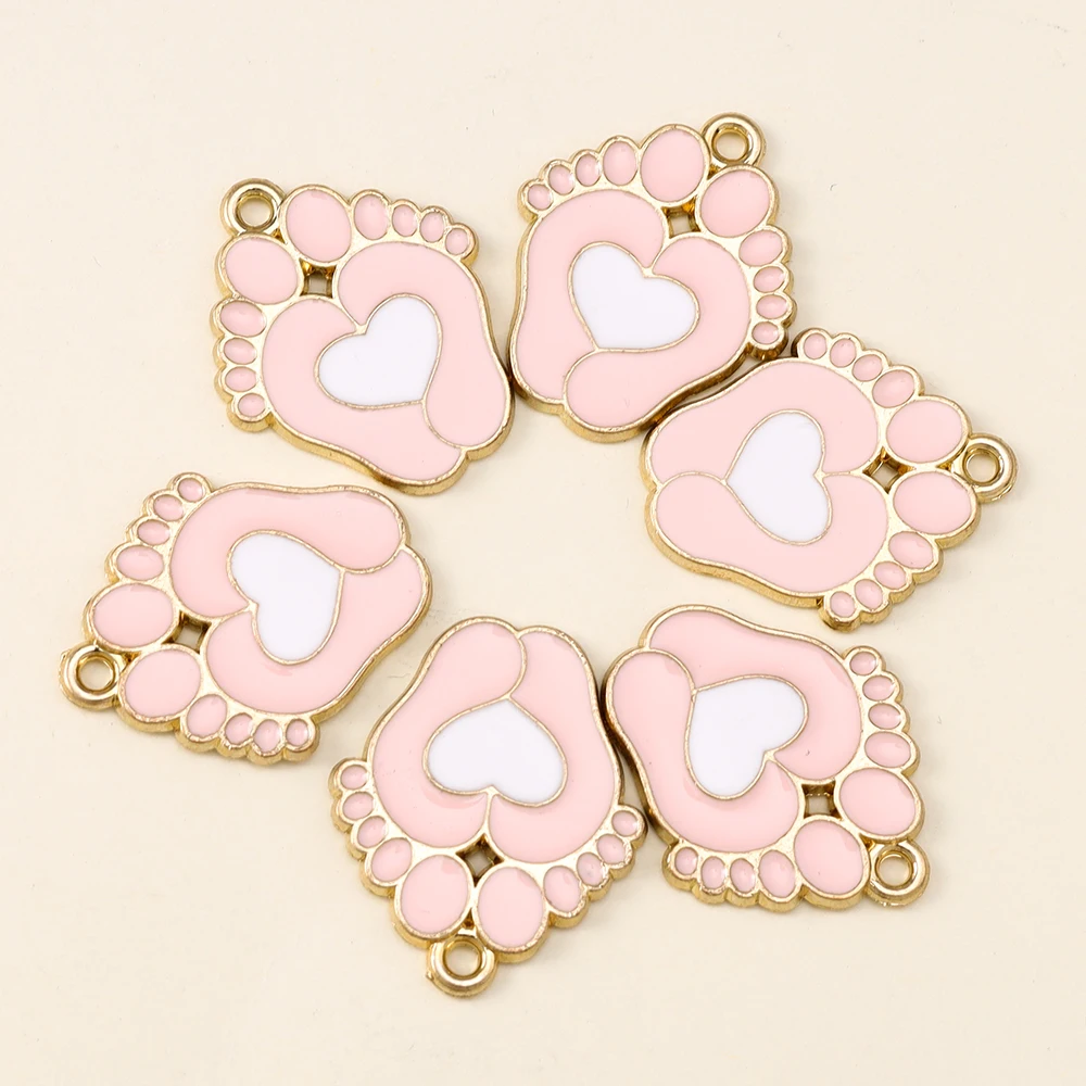 10 stks/partij Emaille Baby Doek Bedels Hangers Leuke Bib Baby Voeten Sokken DIY Armband Ketting Sieraden Bevindingen Accessoires