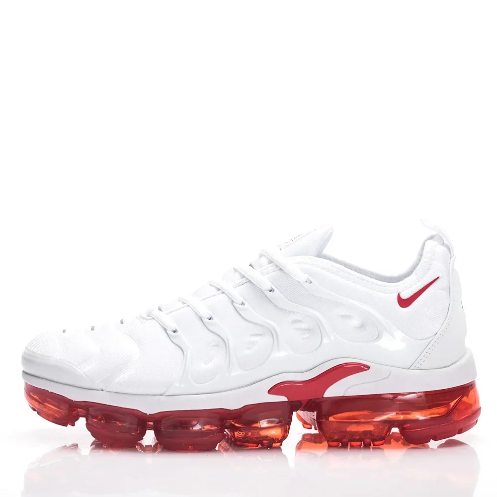 Nike Air Vapormax Plus TN White Red Men and Women Air Cushion Running Shoes Anti-Slip Shock-Absorbant Nike Unisex Sneakers