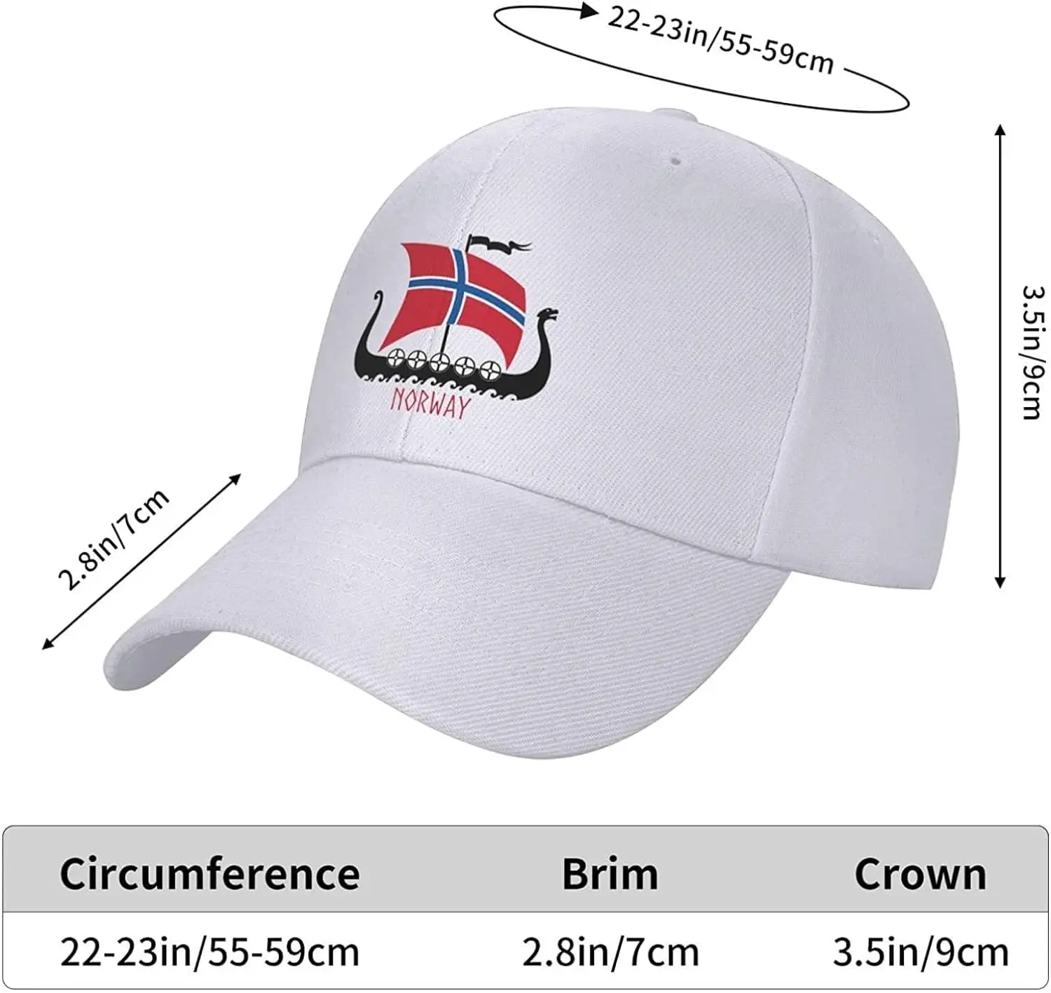 Norwegian Flag Norway Viking Ship Baseball Cap Adjustable Low Profile Golf Dad Hat for Men Women