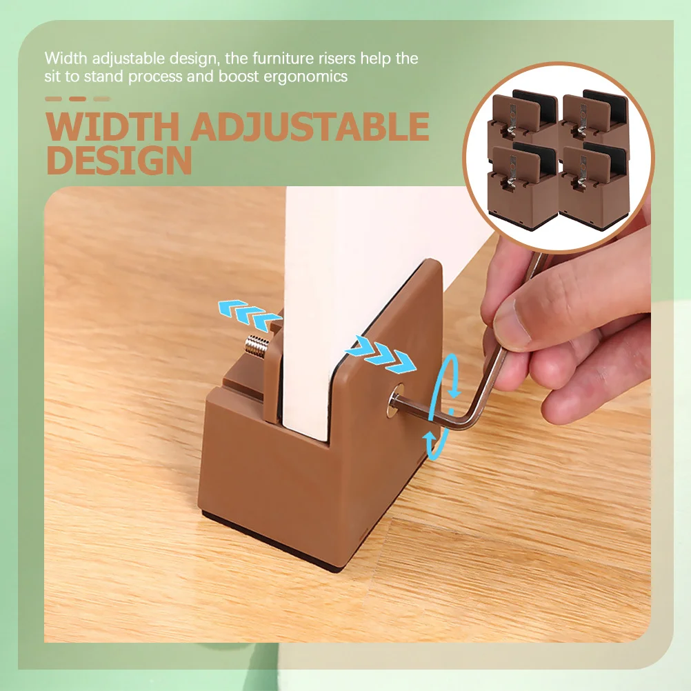 

4Pcs Furniture Foot Pads Adjustable Bed Riser Platform Bed Raising Block Height Booster Table Leg Riser Ergonomic Durable Silent