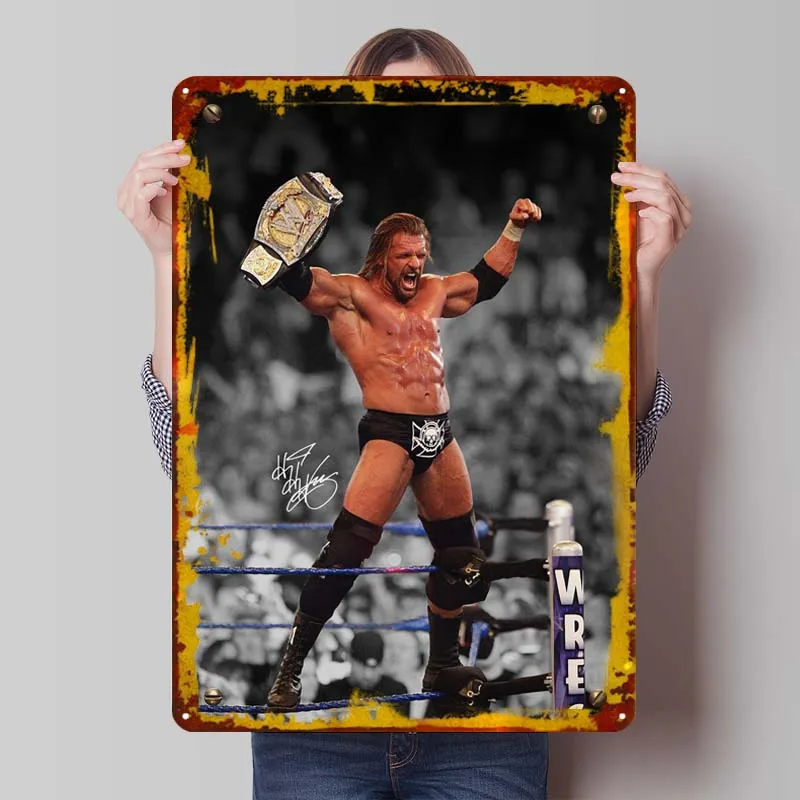 Triple H WWE Champion Metal Sign Sports Poster Vintage Room Decor Men Custom Tinplate Signs for Wall Art Decoration Dekoration