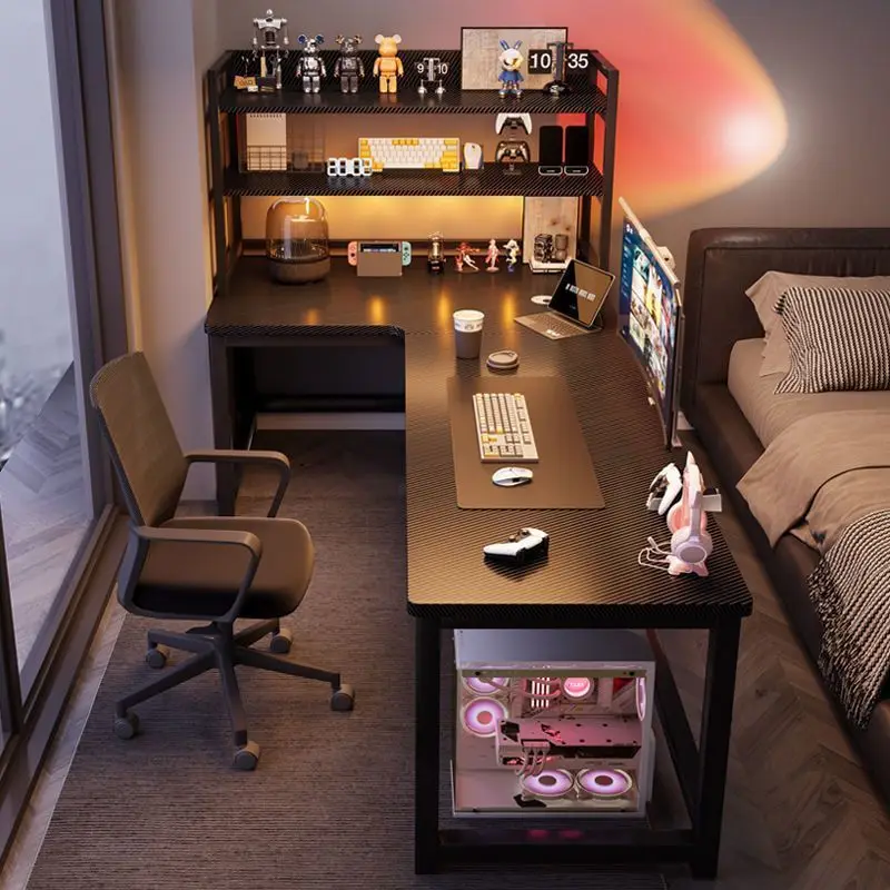 

Corner gaming computer desk desktop household small apartment desk bookshelf integrated bedroom corner