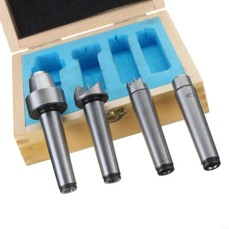 12PF 4Pcs MT2 Lathe Turning Tool For Wood Metalworking Bored Tailstock Lathe Milling Spur Live Center Set Taper Tool