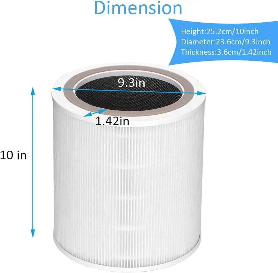 W8KC Replacement Air Purifier Filter Suitable for LEVOIT-Core 400S/400S-RF HEPA 360-Degree Activated Carbon Filtration