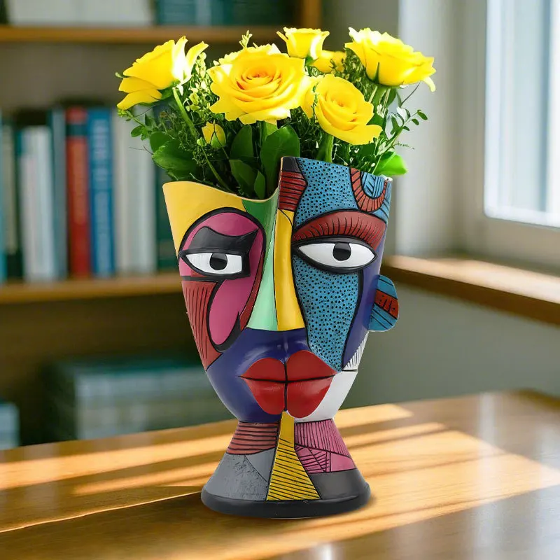 

Colorful Enchanted Face Abstract Flower Pot Vase Creative Facial Face Home Desktop Planting Flower Pot Ornament
