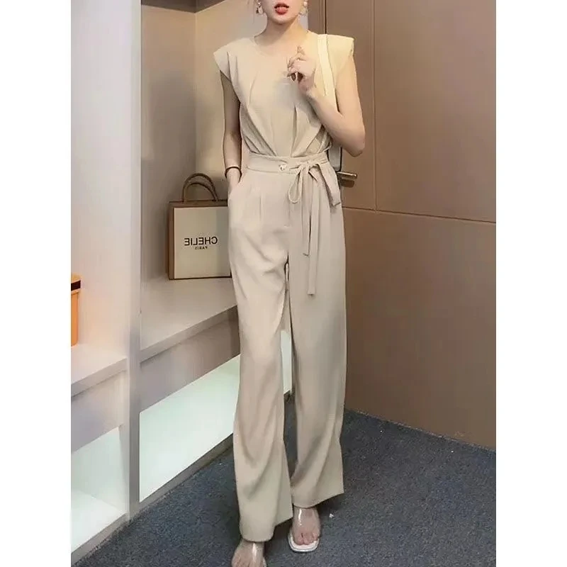 Super Immortal Light Luxury Noble Goddess Set 2024Summer New Fashion Celebrity Style Top senza maniche + pantaloni a gamba larga Set a due pezzi