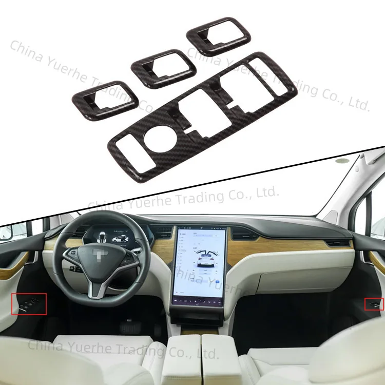 Model S/X inner armrest modification accessories Tesla glass switch cover front water cup frame decorative sticker