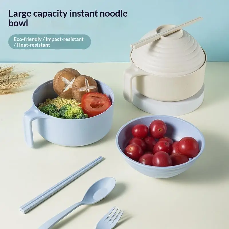 Ramen Bowl Set Noodles With Chopsticks Microwavable Cooker Bowl With Lid Kitchen Dining Tool