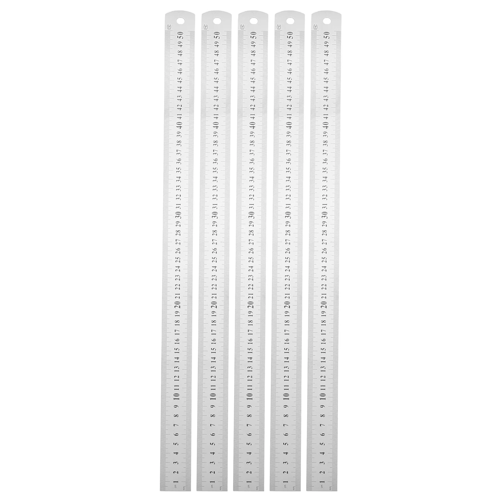 

5pcs Stainless Steel Ruler Dual Sided Metric Imperial Scale 50Cm 20 Inch Precision Metal Straight Edge Ruler For Machinists