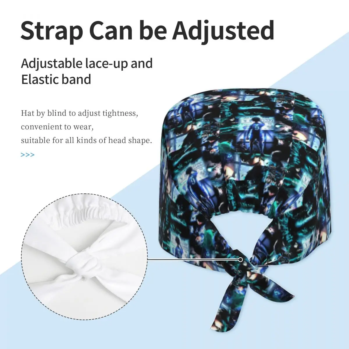 رين إيتوشي الأزرق قفل كرة القدم فرك قبعة الطبيب العمل الجراحية قبعة الرجال النساء قابل للتعديل قبعات التمريض لطبيب الأسنان