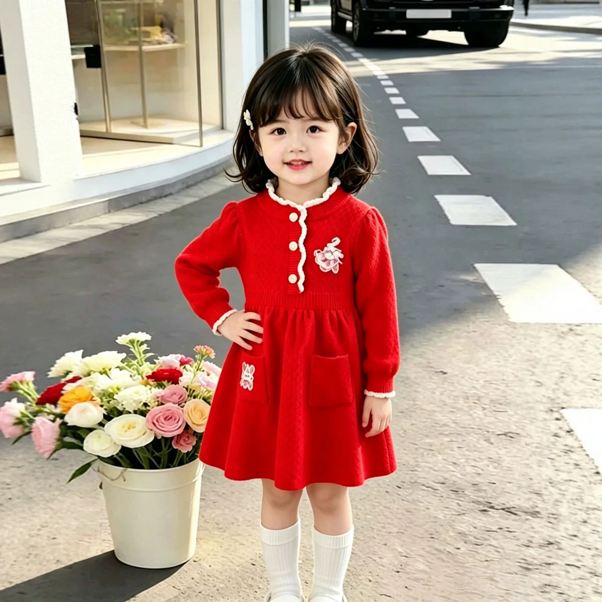 New Autumn Knit Princess Sweater Dress For Toddler Baby Girls Children Clothing Girl Clothing Stylish 2-6 Years 2