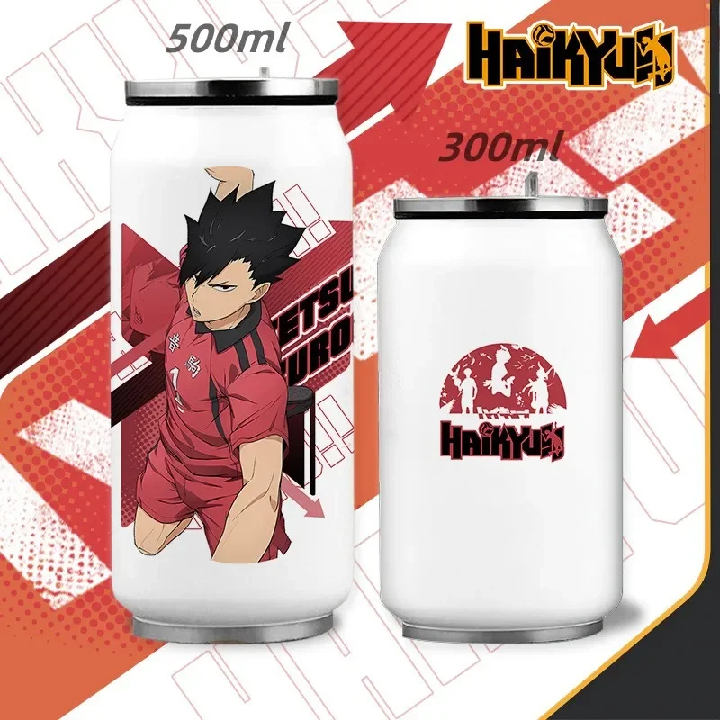 Haikyu!! Kozume Kenma 304 Tazza Thermos in Acciaio Inossidabile Hinata Shoyo Lattine per Bambini Tazza di Paglia 500ml Animazione Periferica Regalo