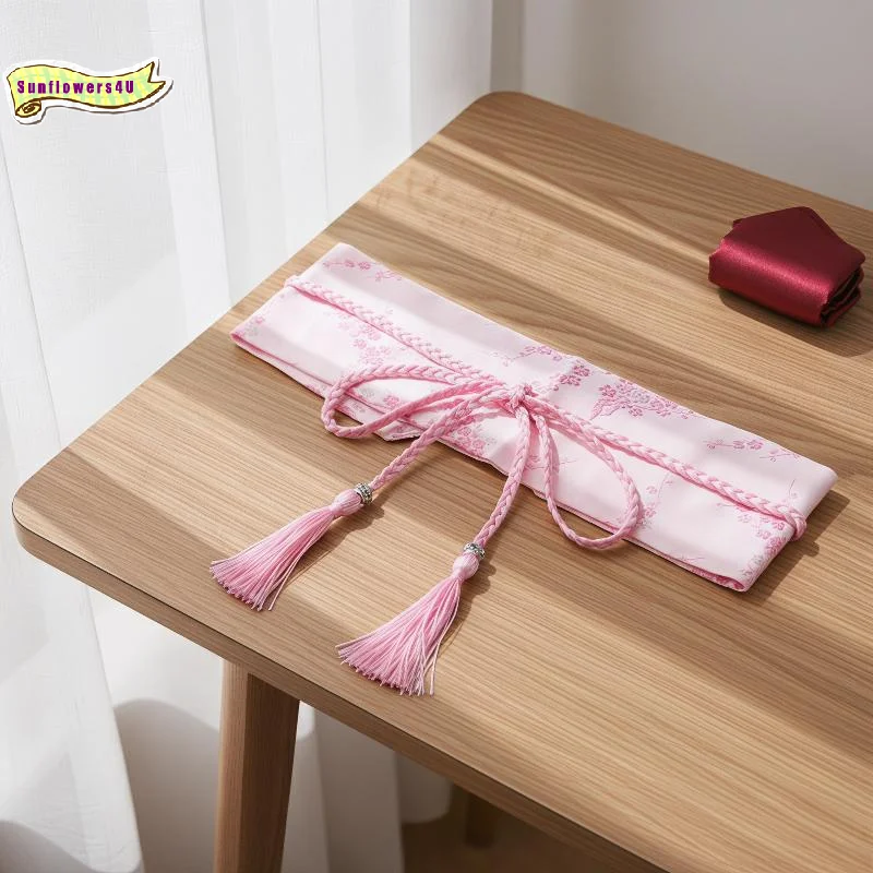 Floral Embroidered Vintage Women Waistband Bow Tie Belt Classic Style for Dresses and Skirts